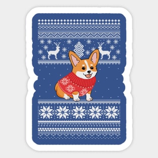 Corgi Christmas Sweater Pattern Sticker